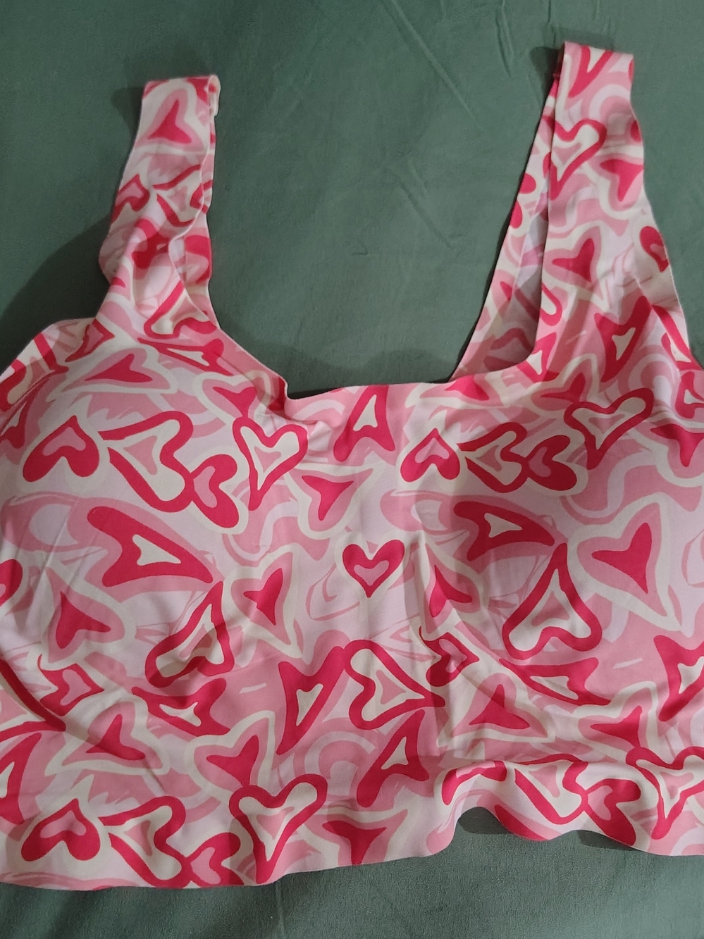 Cheek Boss Wireless Bralette With Removable Pads Size 2X Heart Print